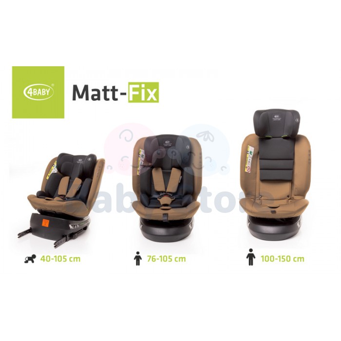 4Baby MATT FIX 0–36 kg Beige automobilinė kėdutė su ISOFIX ir 360 laipsnių pasukimu