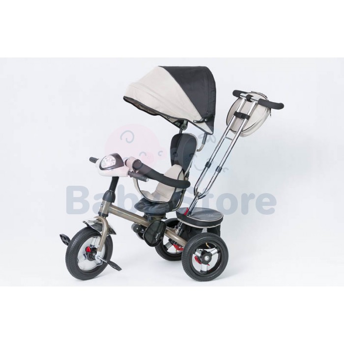 Vaikiškas triratukas TomaBike Little Tiger su apsaugine juosta ir stumimo rankena