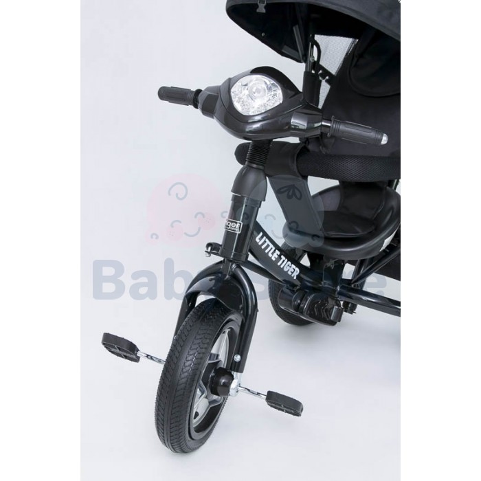 Vaikiškas triratukas TomaBike Little Tiger su apsaugine juosta ir stumimo rankena
