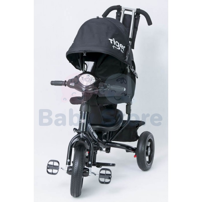 Vaikiškas triratukas TomaBike Little Tiger su apsaugine juosta ir stumimo rankena