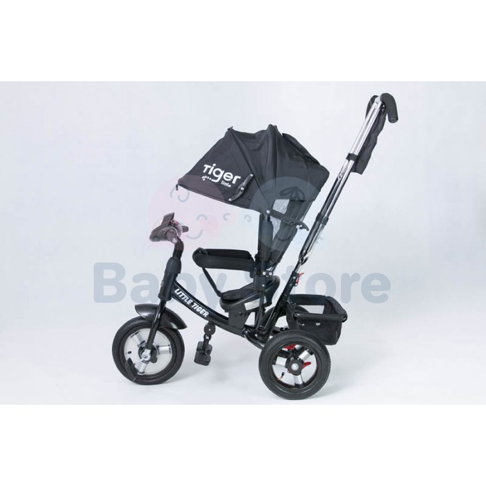 Vaikiškas triratukas TomaBike Little Tiger su apsaugine juosta ir stumimo rankena