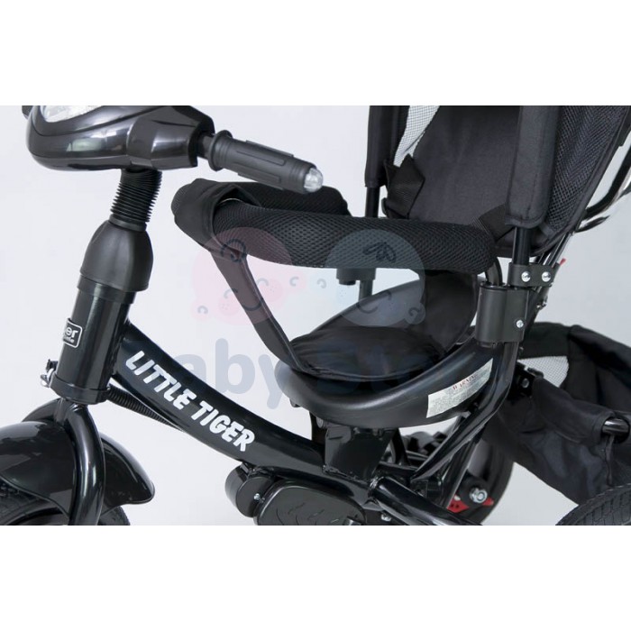 Vaikiškas triratukas TomaBike Little Tiger su apsaugine juosta ir stumimo rankena