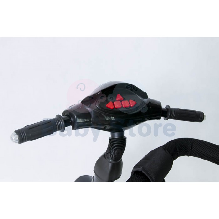 Vaikiškas triratukas TomaBike Little Tiger su apsaugine juosta ir stumimo rankena