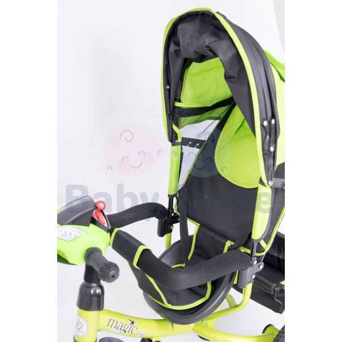 Vaikiškas triratukas TomaBike MagicBike su stumimo rankena ir apsaugine juosta