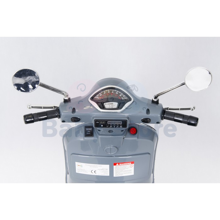 Vespa elektrinis motociklas vaikams su atraminiais ratukais ir LED apšvietimu