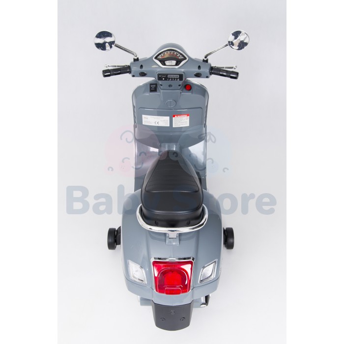 Vespa elektrinis motociklas vaikams su atraminiais ratukais ir LED apšvietimu