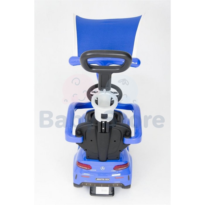 Mercedes-Benz C63 AMG 3in1 pasispiriama mašinytė su rankena ir stogeliu vaikams