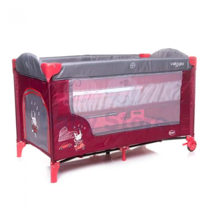4Baby Vegas dviejų lygių kelioninė lovytė – maniežas su ratukais ir šoniniu langu