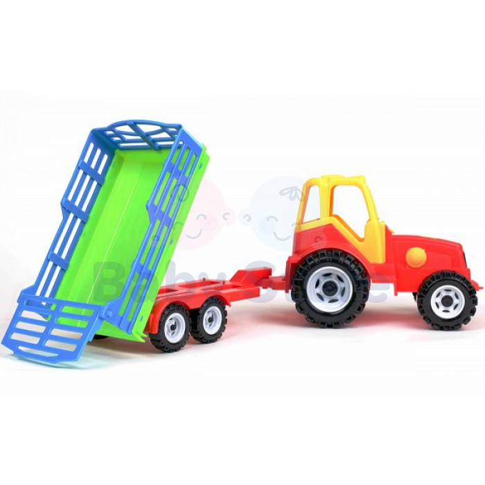Traktorius Big Farmer su verčiama priekaba 60 cm vaikams