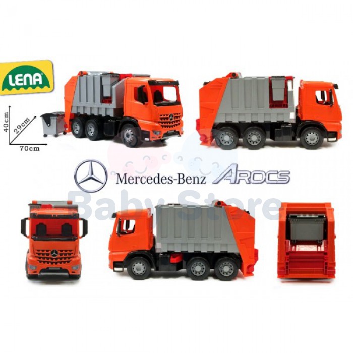 Didelė žaislinė „Mercedes Arocs“ šiukšliavežė 63 cm
