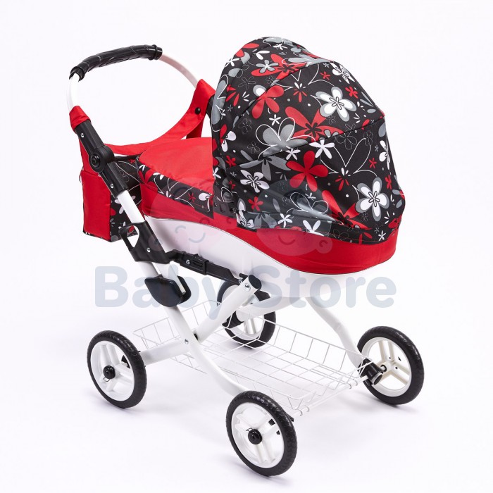 ADBOR Lily vaikiškas lėlių vežimėlis su lopšiu ir krepšeliu