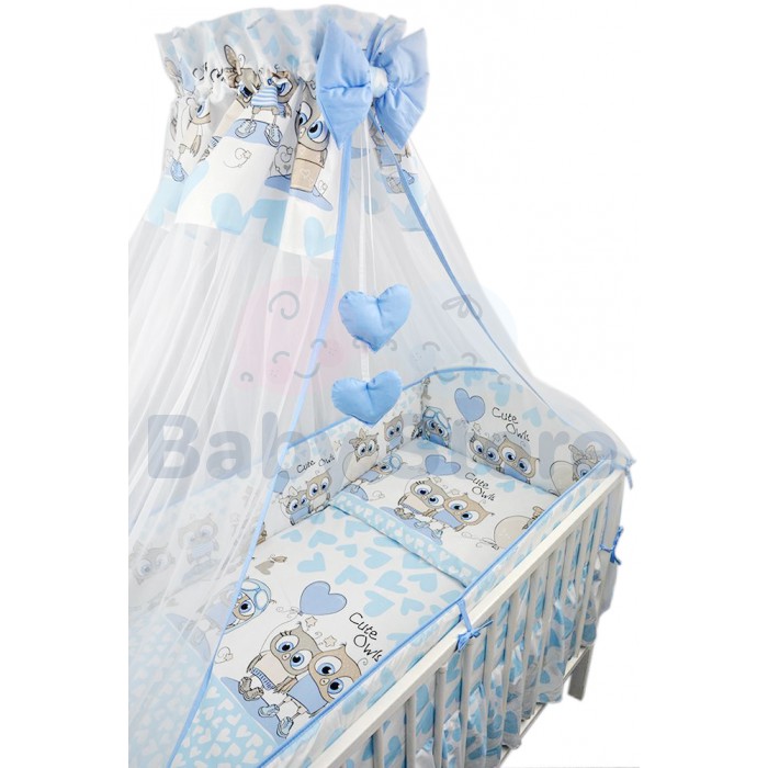 Ankras Cute Owls 6 dalių patalynės komplektas kūdikių lovytei