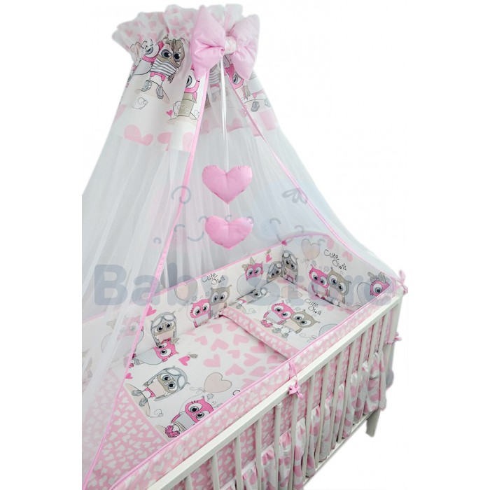 Ankras Cute Owls 6 dalių patalynės komplektas kūdikių lovytei