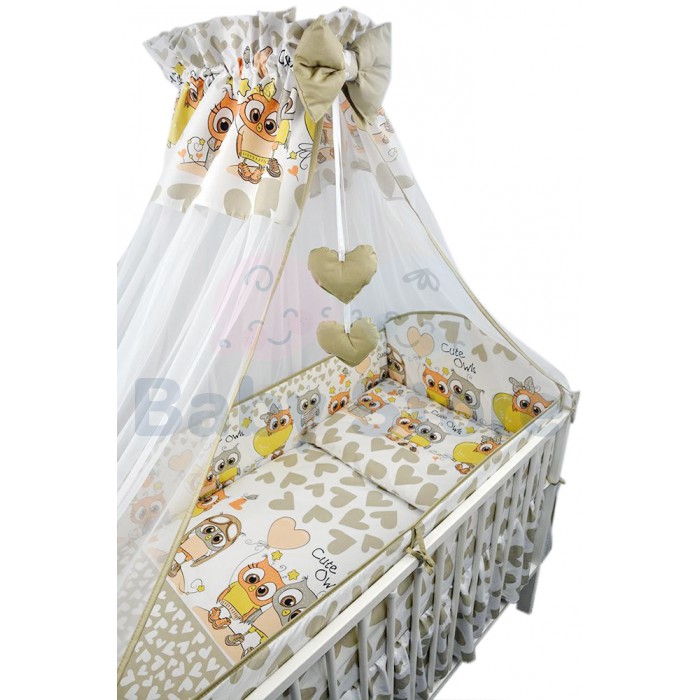 Ankras Cute Owls 6 dalių patalynės komplektas kūdikių lovytei