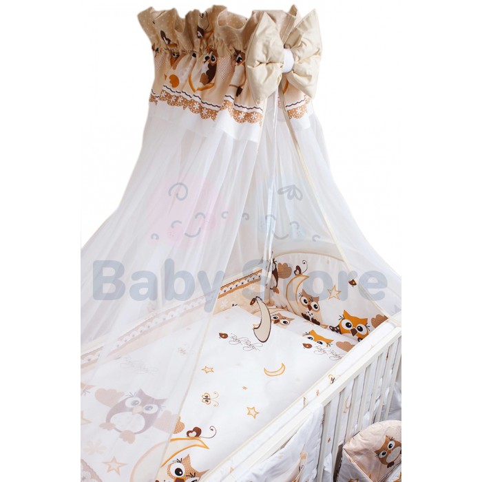 Ankras Owls 6 dalių patalynės komplektas kūdikio lovytei