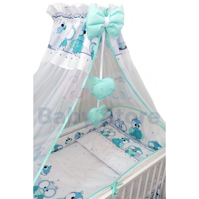 Ankras Birds 6 dalių kūdikių patalynės komplektas lovytei