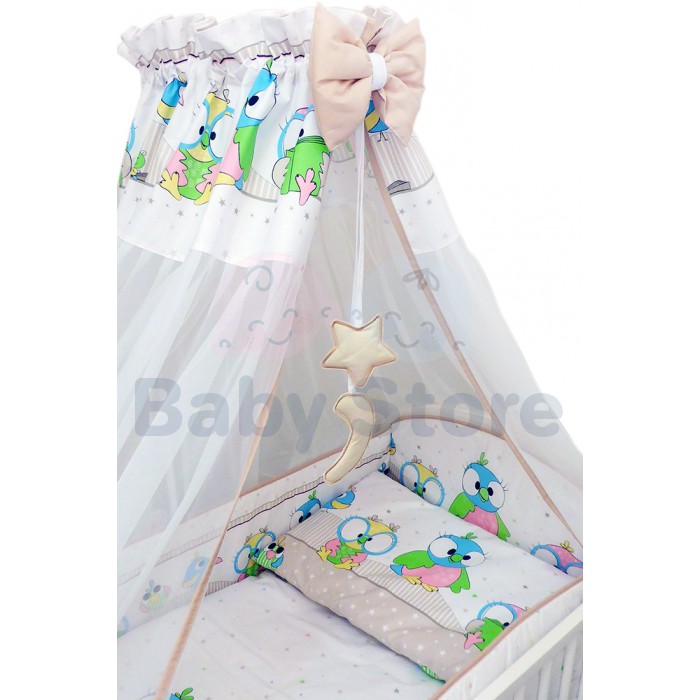 Ankras Birds 6 dalių kūdikių patalynės komplektas lovytei