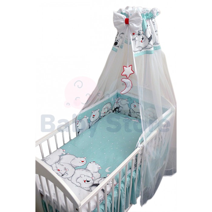 Ankras Narrow Bears 6 dalių patalynės komplektas kūdikių lovytei