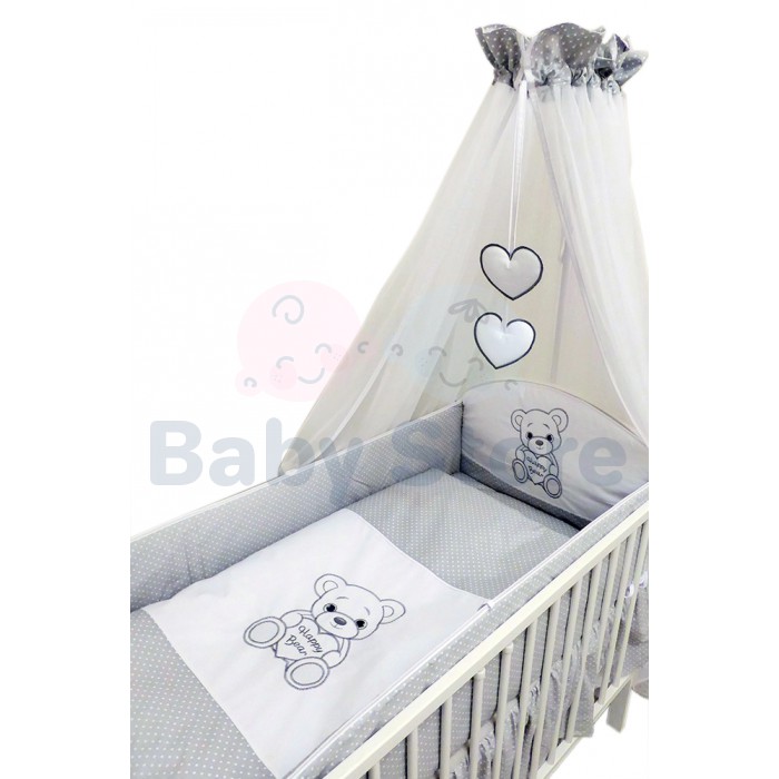Ankras Happy Bear 6 dalių kūdikių patalynės komplektas lovytei