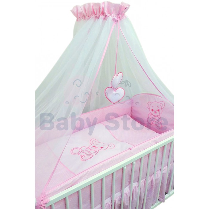 Ankras Happy Bear 6 dalių kūdikių patalynės komplektas lovytei