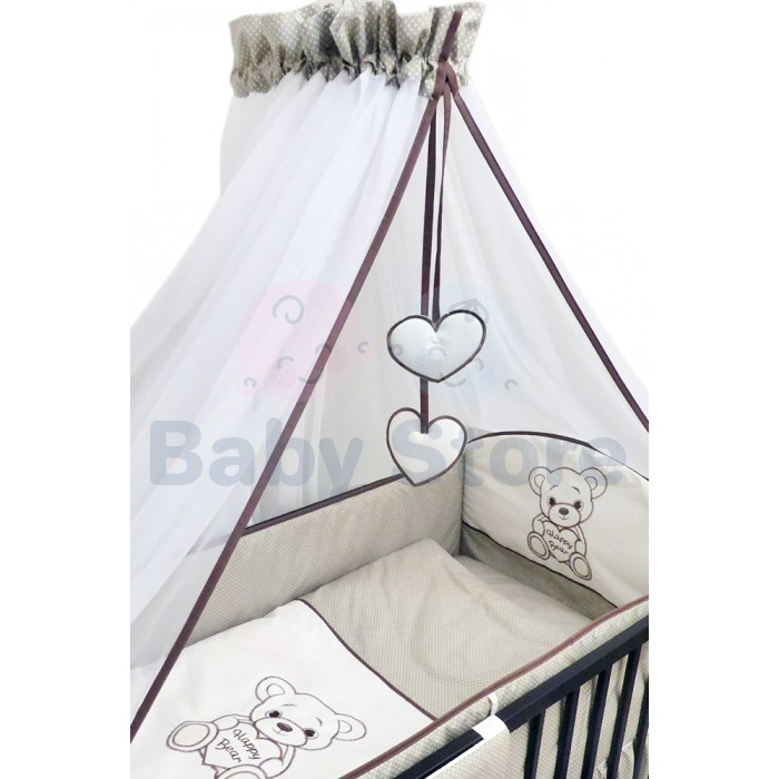 Ankras Happy Bear 6 dalių kūdikių patalynės komplektas lovytei