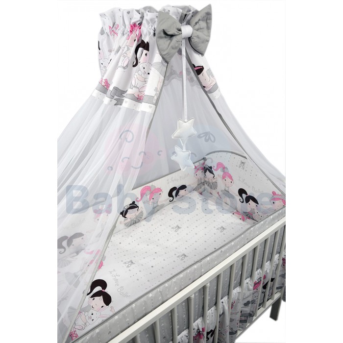 Ankras Love Ballet 6 dalių patalynės komplektas kūdikių lovytei