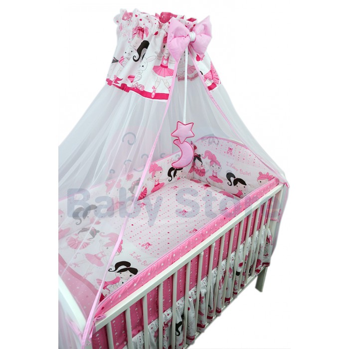 Ankras Love Ballet 6 dalių patalynės komplektas kūdikių lovytei