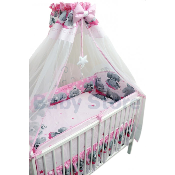 Ankras Funny Bear 6 dalių patalynės komplektas kūdikių lovytei