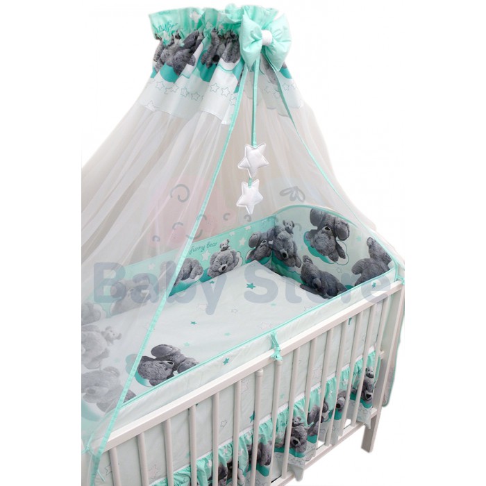 Ankras Funny Bear 6 dalių patalynės komplektas kūdikių lovytei