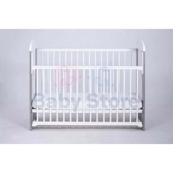 DREWEX Gwiazdki Silver/White medinė kūdikio lovytė su nuleidžiamu šonu 120x60 cm