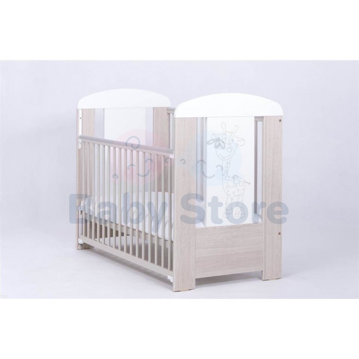 DREWEX Zyrafka Santana ąžuolinė kūdikio lovytė su nuleidžiamu šonu 120x60 cm