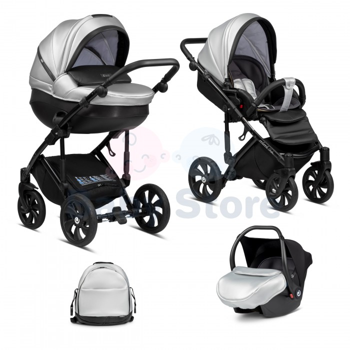 tutis mimi style luxury 3in1 universalus vezimelis silver sviesiai sidabrines spalvos premium modelis