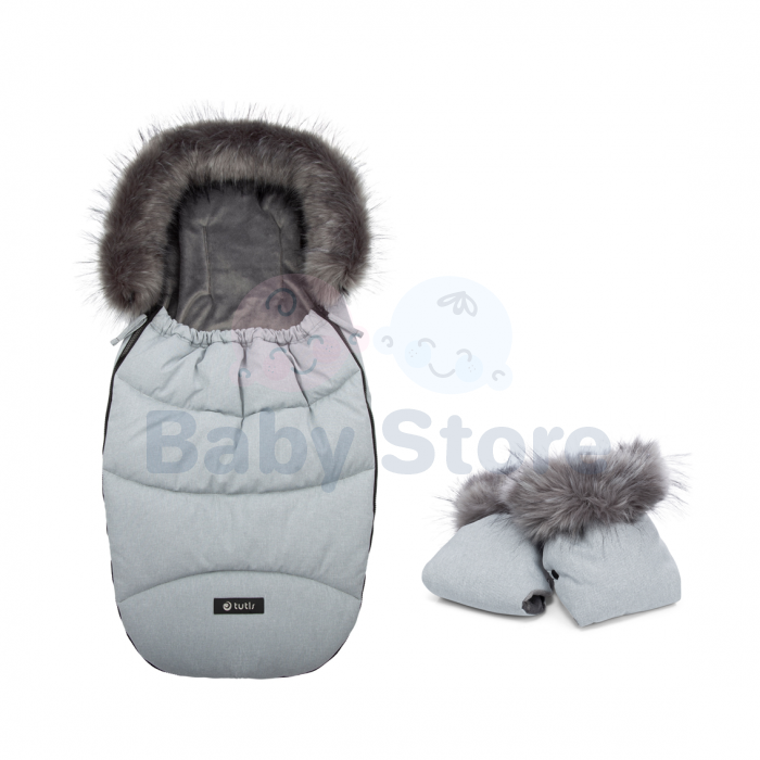 Tutis Risso vokelis su pirštinėmis – šiltas žieminis miegmaišis vežimėliui Risso spalvos