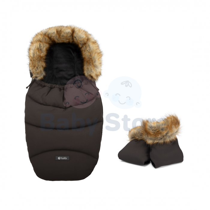 Tutis Tiramissu vokelis su pirštinėmis – šiltas žieminis miegmaišis vežimėliui Tiramissu spalvos