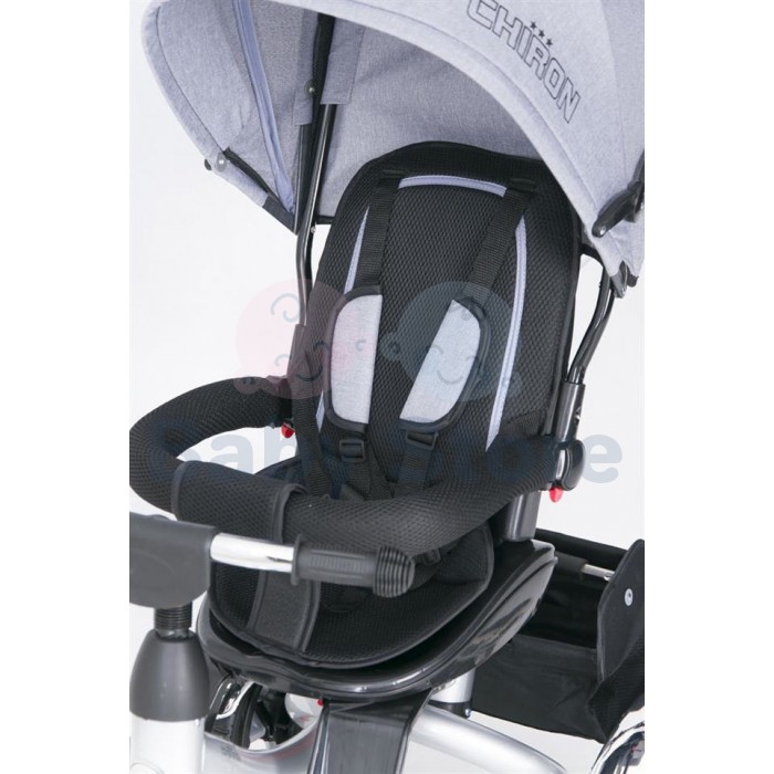 Vaikiškas triratukas TomaBike Chiron Grey su stumimo rankena iš šono