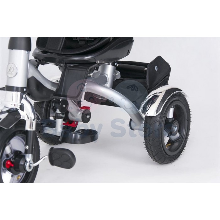 Vaikiškas triratukas TomaBike Chiron Grey su stumimo rankena iš šono
