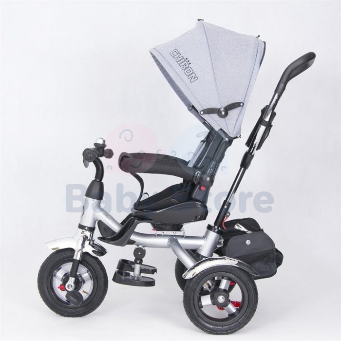 Vaikiškas triratukas TomaBike Chiron Grey su stumimo rankena iš šono