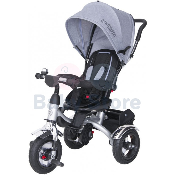 Vaikiškas triratukas TomaBike Chiron Grey su stumimo rankena iš šono