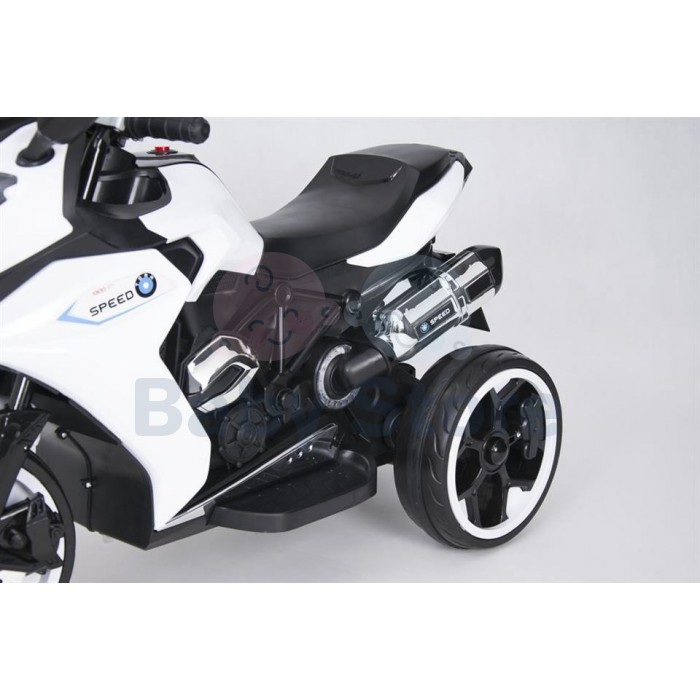 1300ST White elektrinis motociklas vaikams su LED žibintais ir ratukais