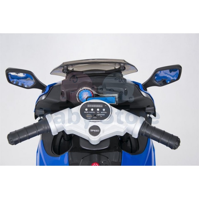 1300ST Blue elektrinis motociklas vaikams su ratukais ir LED žibintais