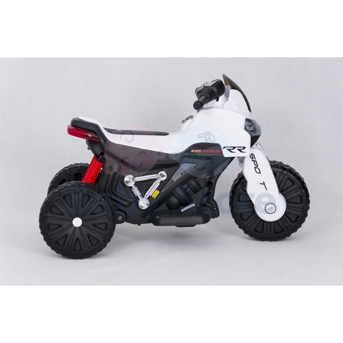 SMT-7788 White elektrinis motociklas vaikams su LED apšvietimu ir ratukais