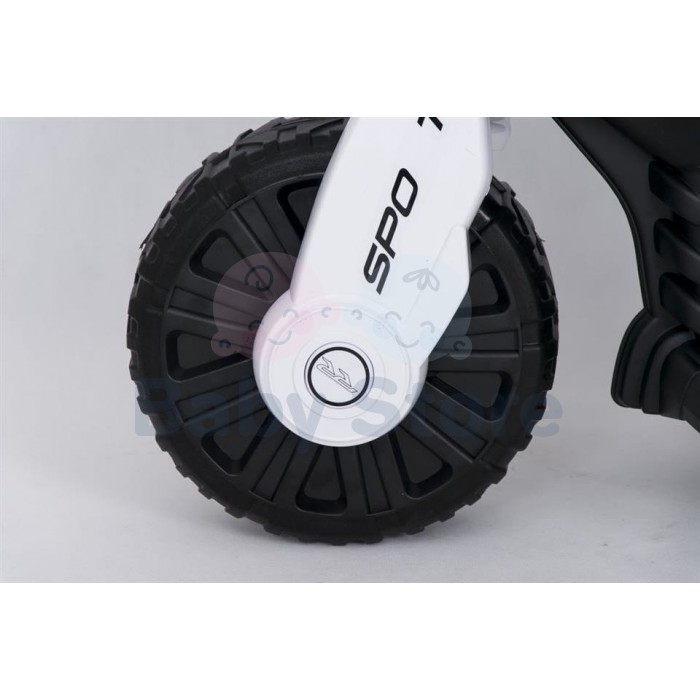 SMT-7788 White elektrinis motociklas vaikams su LED apšvietimu ir ratukais