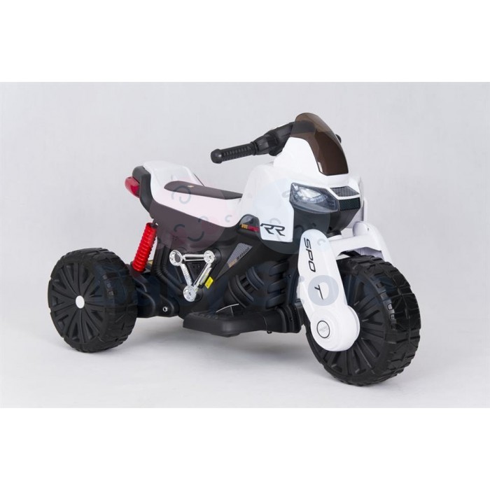 SMT-7788 White elektrinis motociklas vaikams su LED apšvietimu ir ratukais