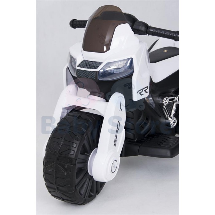 SMT-7788 White elektrinis motociklas vaikams su LED apšvietimu ir ratukais