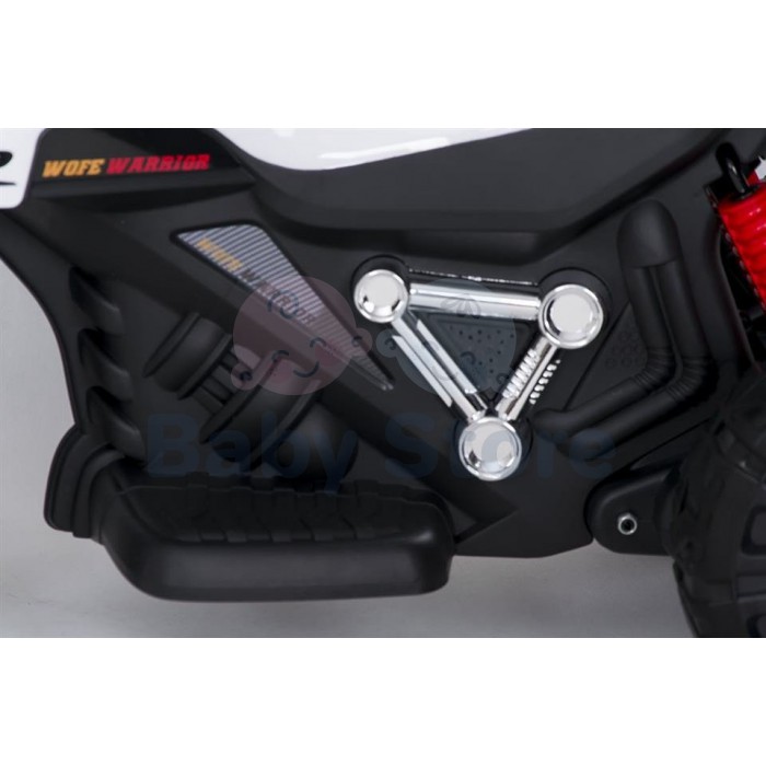 SMT-7788 White elektrinis motociklas vaikams su LED apšvietimu ir ratukais