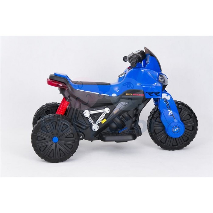 SMT-7788 Blue elektrinis motociklas vaikams su LED žibintais ir atraminiais ratukais