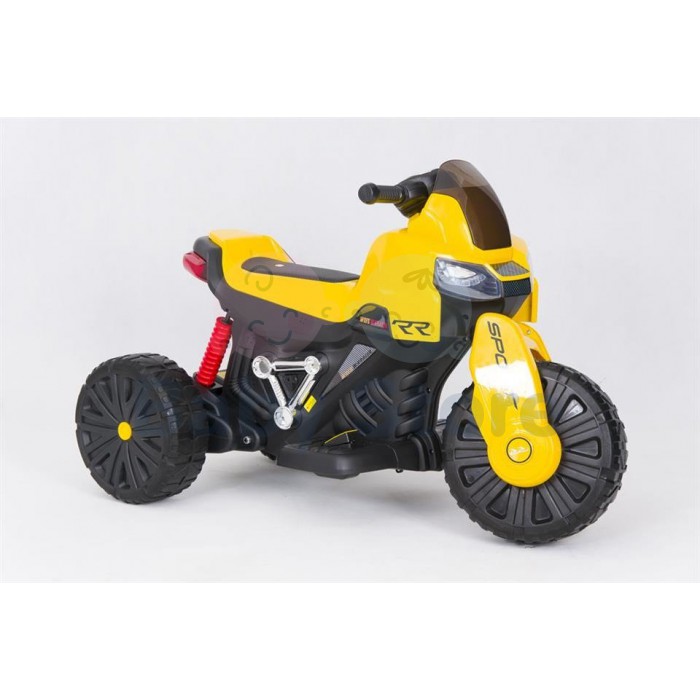 SMT-7788 Yellow elektrinis motociklas vaikams su LED žibintais ir atraminiais ratukais
