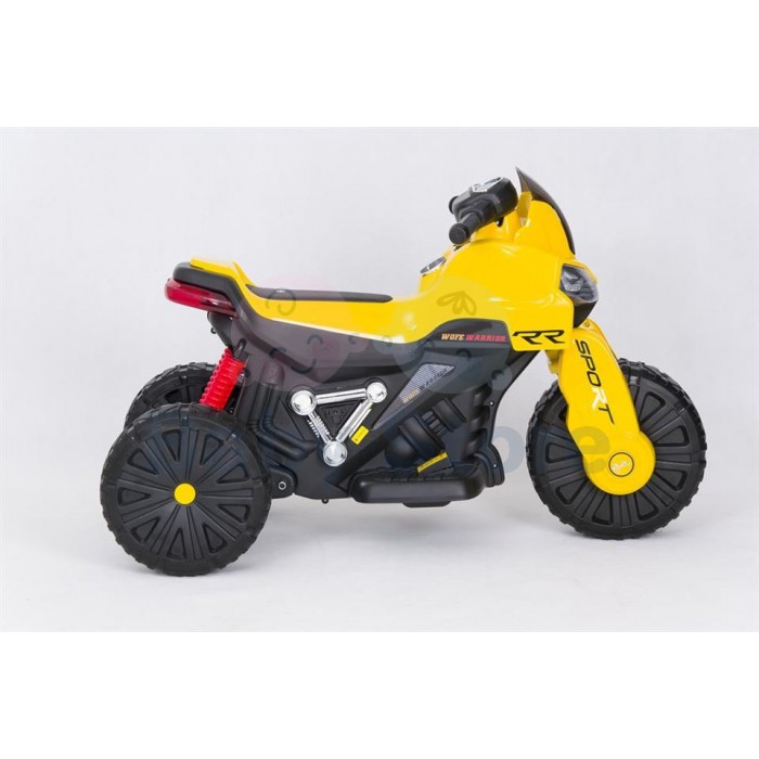 SMT-7788 Yellow elektrinis motociklas vaikams su LED žibintais ir atraminiais ratukais