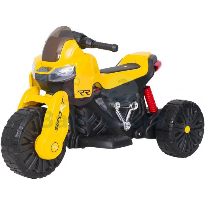 SMT-7788 Yellow elektrinis motociklas vaikams su LED žibintais ir atraminiais ratukais