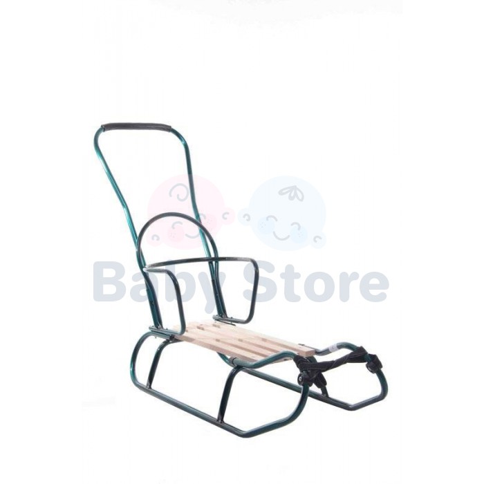 Best for Babies WINTER Green rogutės su atrama ir stumiama rankena vaikams